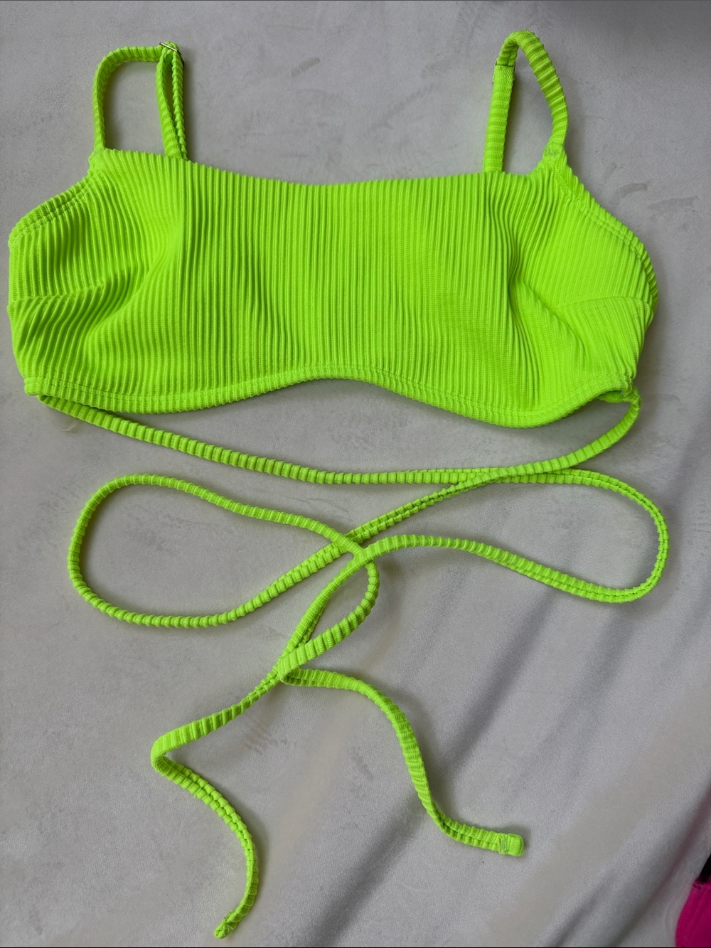 Hollister Neon Lime Ribbed Swim Top